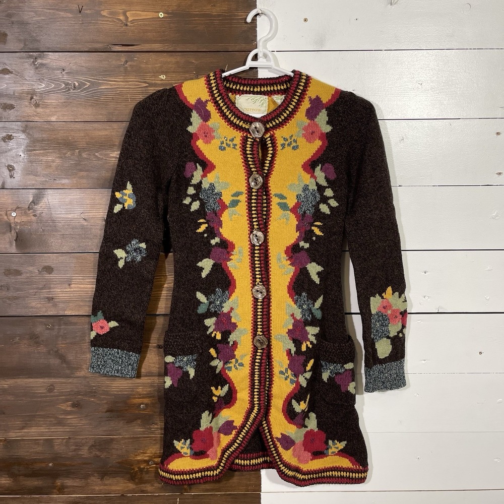 Anthropologie Sparrow Yellow Brick Road Knit Cardigan Womens Size Small